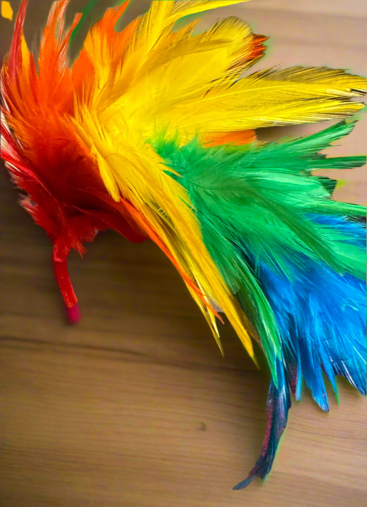 Multicolored headband designed with rhinestones.