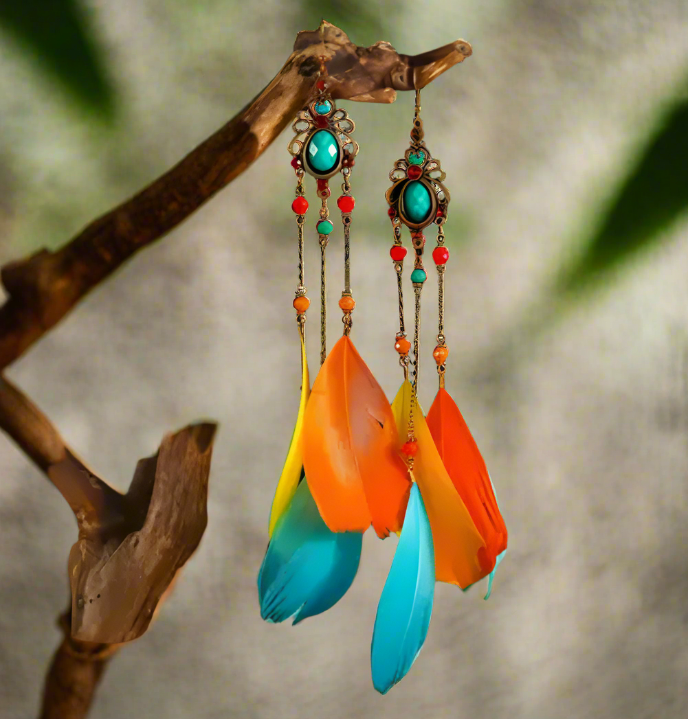 Multicolored Dream Catcher Earring.