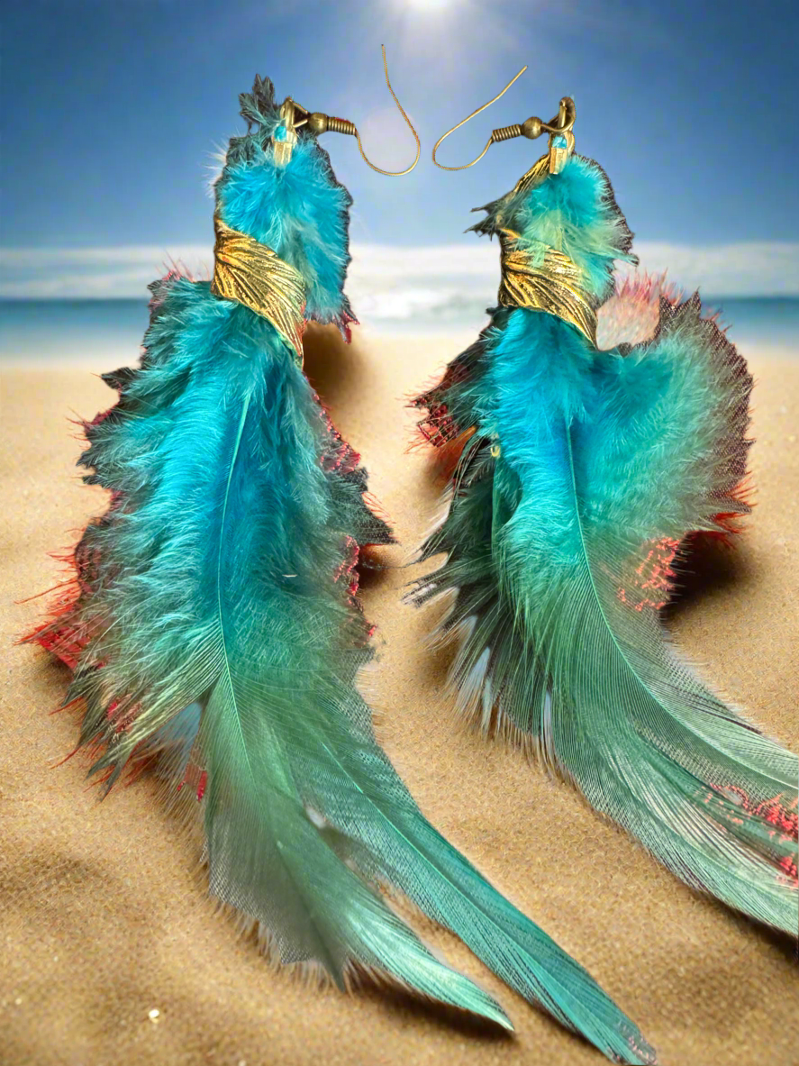 Blue Feather Earring