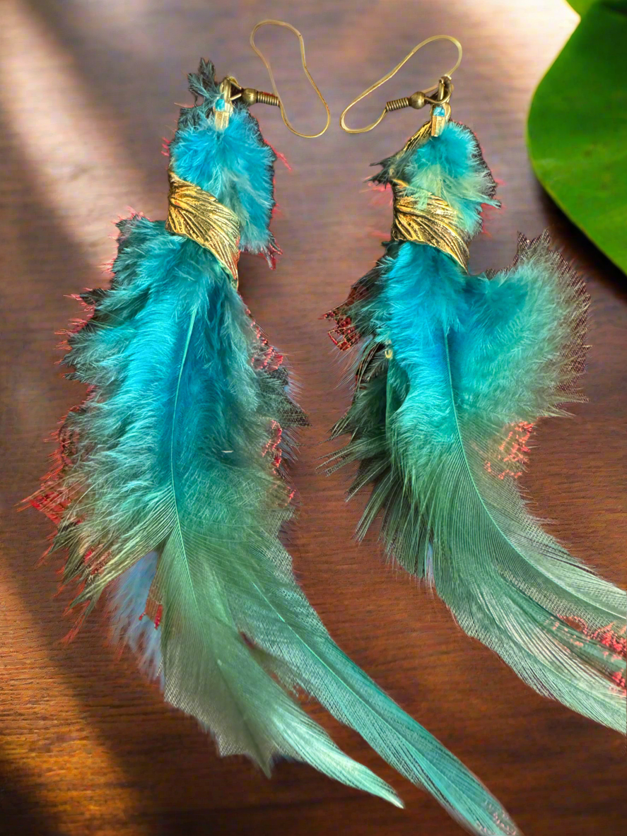 Blue Feather Earring