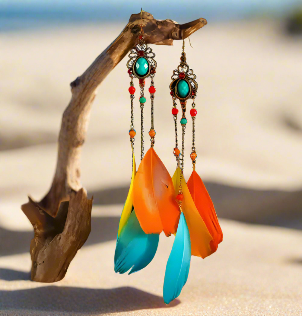 Multicolored Dream Catcher Earring.